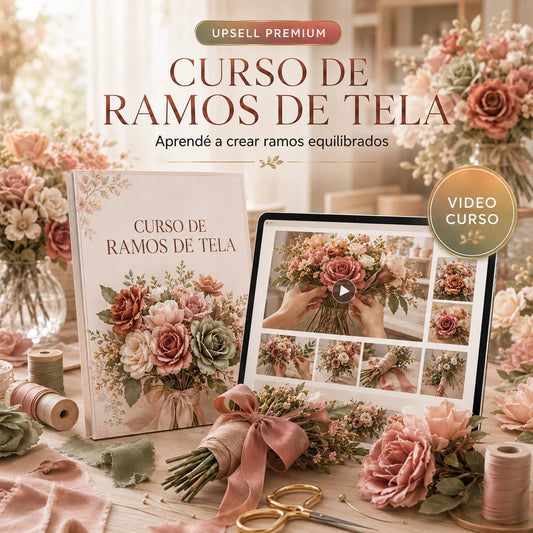 Curso de Ramos de Tela - Capacitación práctica para combinar flores, colores, volúmenes y terminaciones