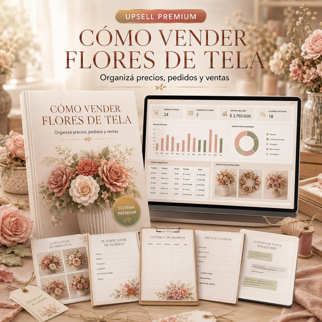 Cómo Vender Flores de Tela - Contenido enfocado en presentación, catálogo, precios y pedidos